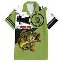 Largemouth Bass Fishing Family Matching Summer Maxi Dress and Hawaiian Shirt Fish On Text and Boat Scene in Green and Black Custom Design - Wonder Print Shop