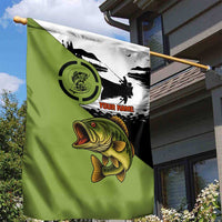 Largemouth Bass Fishing Garden Flag Fish On Text and Boat Scene in Green and Black Custom Design - Wonder Print Shop