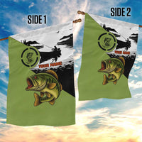Largemouth Bass Fishing Garden Flag Fish On Text and Boat Scene in Green and Black Custom Design - Wonder Print Shop