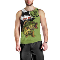 Largemouth Bass Fishing Men Tank Top Fish On Text and Boat Scene in Green and Black Custom Design - Wonder Print Shop