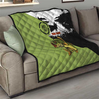 Largemouth Bass Fishing Quilt Fish On Text and Boat Scene in Green and Black Custom Design - Wonder Print Shop