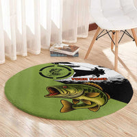 Largemouth Bass Fishing Round Carpet Fish On Text and Boat Scene in Green and Black Custom Design - Wonder Print Shop
