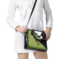 Largemouth Bass Fishing Shoulder Handbag Fish On Text and Boat Scene in Green and Black Custom Design - Wonder Print Shop