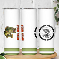 Largemouth Bass Fishing Skinny Tumbler Fish On Text and Boat Scene in Green and Black Custom Design - Wonder Print Shop