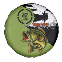 Largemouth Bass Fishing Spare Tire Cover Fish On Text and Boat Scene in Green and Black Custom Design - Wonder Print Shop