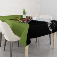 Largemouth Bass Fishing Tablecloth Fish On Text and Boat Scene in Green and Black Custom Design - Wonder Print Shop