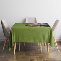 Largemouth Bass Fishing Tablecloth Fish On Text and Boat Scene in Green and Black Custom Design - Wonder Print Shop
