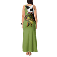 Largemouth Bass Fishing Tank Maxi Dress Fish On Text and Boat Scene in Green and Black Custom Design - Wonder Print Shop