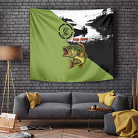 Largemouth Bass Fishing Tapestry Fish On Text and Boat Scene in Green and Black Custom Design - Wonder Print Shop