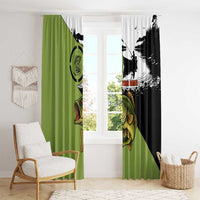 Largemouth Bass Fishing Window Curtain Fish On Text and Boat Scene in Green and Black Custom Design - Wonder Print Shop