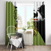 Largemouth Bass Fishing Window Curtain Fish On Text and Boat Scene in Green and Black Custom Design - Wonder Print Shop