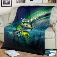 Offshore Fishing Custom Blanket Tuna Mahi Mahi and Wahoo in Ocean Wave Design - Wonder Print Shop