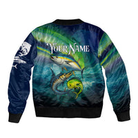Offshore Fishing Custom Bomber Jacket Tuna Mahi Mahi and Wahoo in Ocean Wave Design - Wonder Print Shop