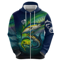 Offshore Fishing Custom Hoodie Tuna Mahi Mahi and Wahoo in Ocean Wave Design - Wonder Print Shop