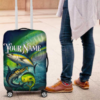 Offshore Fishing Custom Luggage Cover Tuna Mahi Mahi and Wahoo in Ocean Wave Design - Wonder Print Shop
