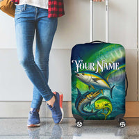 Offshore Fishing Custom Luggage Cover Tuna Mahi Mahi and Wahoo in Ocean Wave Design - Wonder Print Shop