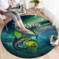 Offshore Fishing Custom Round Carpet Tuna Mahi Mahi and Wahoo in Ocean Wave Design - Wonder Print Shop