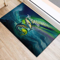 Offshore Fishing Custom Rubber Doormat Tuna Mahi Mahi and Wahoo in Ocean Wave Design - Wonder Print Shop