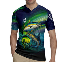 Offshore Fishing Custom Rugby Jersey Tuna Mahi Mahi and Wahoo in Ocean Wave Design - Wonder Print Shop