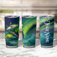 Offshore Fishing Custom Tumbler Cup Tuna Mahi Mahi and Wahoo in Ocean Wave Design - Wonder Print Shop