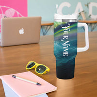 Offshore Fishing Custom Tumbler With Handle Tuna Mahi Mahi and Wahoo in Ocean Wave Design - Wonder Print Shop