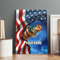 American Flag Bass Fishing Graphic Canvas Wall Art Patriotic Fish and Starry Galaxy Background - Wonder Print Shop