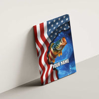American Flag Bass Fishing Graphic Canvas Wall Art Patriotic Fish and Starry Galaxy Background - Wonder Print Shop