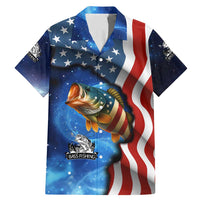 American Flag Bass Fishing Graphic Family Matching Mermaid Dress and Hawaiian Shirt Patriotic Fish and Starry Galaxy Background - Wonder Print Shop
