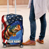 American Flag Bass Fishing Graphic Luggage Cover Patriotic Fish and Starry Galaxy Background - Wonder Print Shop