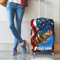 American Flag Bass Fishing Graphic Luggage Cover Patriotic Fish and Starry Galaxy Background - Wonder Print Shop