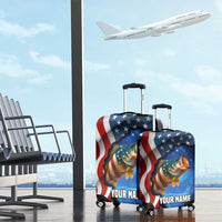 American Flag Bass Fishing Graphic Luggage Cover Patriotic Fish and Starry Galaxy Background - Wonder Print Shop