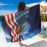 American Flag Bass Fishing Graphic Sarong Patriotic Fish and Starry Galaxy Background - Wonder Print Shop