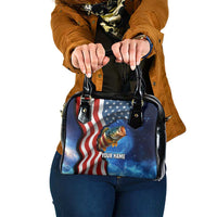 American Flag Bass Fishing Graphic Shoulder Handbag Patriotic Fish and Starry Galaxy Background - Wonder Print Shop