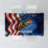 American Flag Bass Fishing Graphic Tablecloth Patriotic Fish and Starry Galaxy Background - Wonder Print Shop