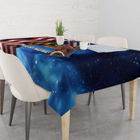 American Flag Bass Fishing Graphic Tablecloth Patriotic Fish and Starry Galaxy Background - Wonder Print Shop