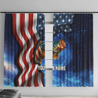 American Flag Bass Fishing Graphic Window Curtain Patriotic Fish and Starry Galaxy Background - Wonder Print Shop