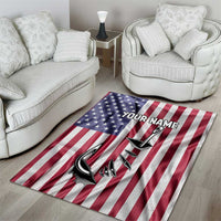 Fishing Fish Hook American Flag Area Rug Custom Name Graphic in Patriotic Striped Theme - Wonder Print Shop