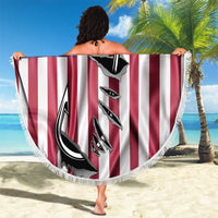 Fishing Fish Hook American Flag Beach Blanket Custom Name Graphic in Patriotic Striped Theme - Wonder Print Shop