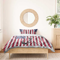 Fishing Fish Hook American Flag Bedding Set Custom Name Graphic in Patriotic Striped Theme - Wonder Print Shop