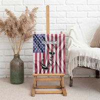 Fishing Fish Hook American Flag Canvas Wall Art Custom Name Graphic in Patriotic Striped Theme - Wonder Print Shop