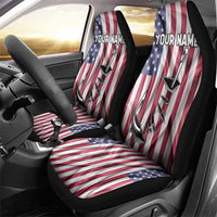 Fishing Fish Hook American Flag Car Seat Cover Custom Name Graphic in Patriotic Striped Theme - Wonder Print Shop