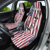 Fishing Fish Hook American Flag Car Seat Cover Custom Name Graphic in Patriotic Striped Theme - Wonder Print Shop