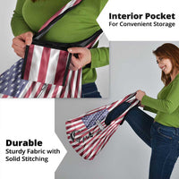 Fishing Fish Hook American Flag Grocery Bag Custom Name Graphic in Patriotic Striped Theme - Wonder Print Shop