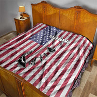 Fishing Fish Hook American Flag Quilt Custom Name Graphic in Patriotic Striped Theme - Wonder Print Shop