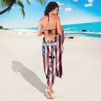 Fishing Fish Hook American Flag Sarong Custom Name Graphic in Patriotic Striped Theme - Wonder Print Shop