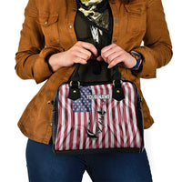 Fishing Fish Hook American Flag Shoulder Handbag Custom Name Graphic in Patriotic Striped Theme - Wonder Print Shop