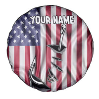 Fishing Fish Hook American Flag Spare Tire Cover Custom Name Graphic in Patriotic Striped Theme - Wonder Print Shop