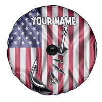 Fishing Fish Hook American Flag Spare Tire Cover Custom Name Graphic in Patriotic Striped Theme - Wonder Print Shop
