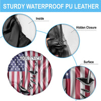 Fishing Fish Hook American Flag Spare Tire Cover Custom Name Graphic in Patriotic Striped Theme - Wonder Print Shop