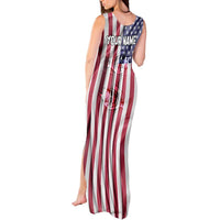 Fishing Fish Hook American Flag Tank Maxi Dress Custom Name Graphic in Patriotic Striped Theme - Wonder Print Shop
